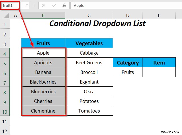Cách sử dụng dải ô đã đặt tên cho danh sách xác thực dữ liệu với VBA trong Excel