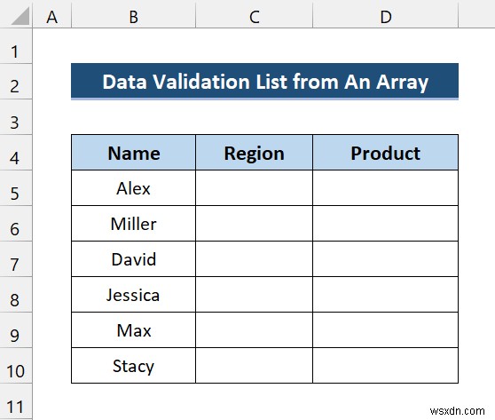 Excel VBA để tạo danh sách xác thực dữ liệu từ mảng