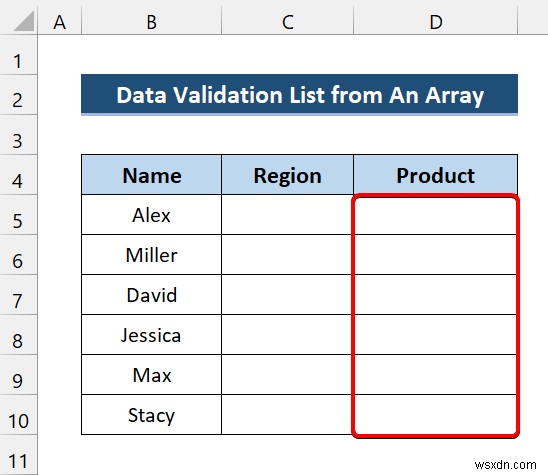 Excel VBA để tạo danh sách xác thực dữ liệu từ mảng