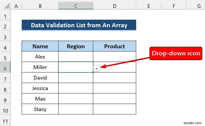 Excel VBA để tạo danh sách xác thực dữ liệu từ mảng