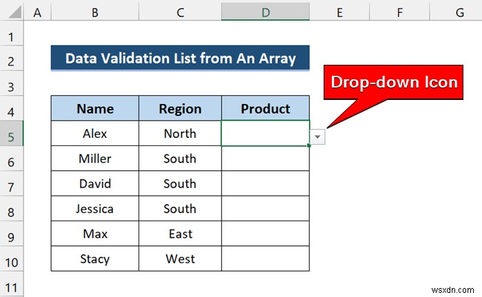 Excel VBA để tạo danh sách xác thực dữ liệu từ mảng