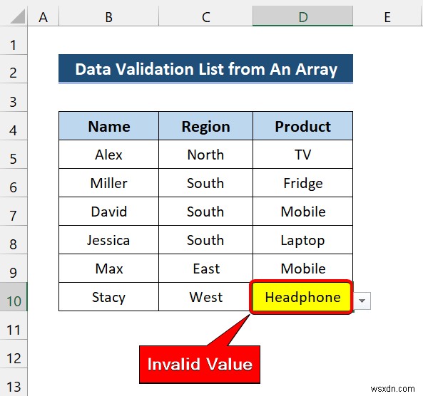 Excel VBA để tạo danh sách xác thực dữ liệu từ mảng