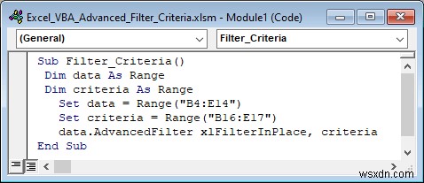 Ví dụ về Excel VBA với tiêu chí bộ lọc nâng cao (6 trường hợp)