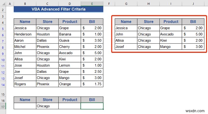 Ví dụ về Excel VBA với tiêu chí bộ lọc nâng cao (6 trường hợp)