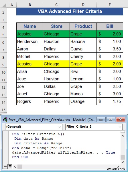 Ví dụ về Excel VBA với tiêu chí bộ lọc nâng cao (6 trường hợp)