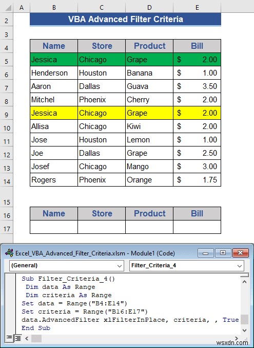 Ví dụ về Excel VBA với tiêu chí bộ lọc nâng cao (6 trường hợp)