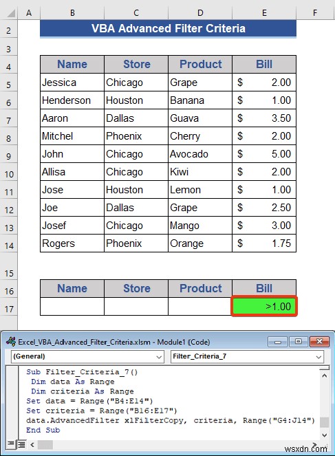 Ví dụ về Excel VBA với tiêu chí bộ lọc nâng cao (6 trường hợp)