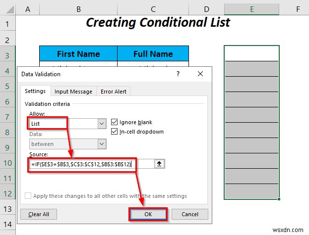 Cách sử dụng câu lệnh IF trong công thức xác thực dữ liệu trong Excel (6 cách)