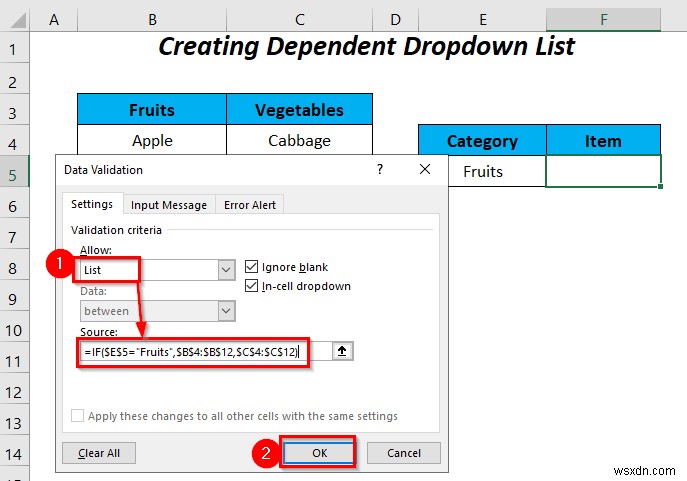 Cách sử dụng câu lệnh IF trong công thức xác thực dữ liệu trong Excel (6 cách)