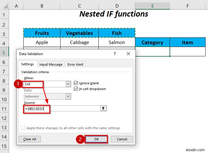 Cách sử dụng câu lệnh IF trong công thức xác thực dữ liệu trong Excel (6 cách)