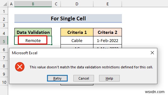 Áp dụng xác thực dữ liệu tùy chỉnh cho nhiều tiêu chí trong Excel (4 ví dụ)