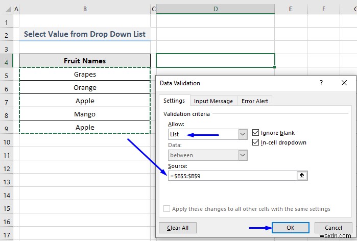 VBA để chọn giá trị từ danh sách thả xuống trong Excel (2 phương pháp)