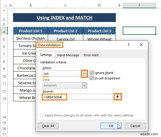 Cách tạo danh sách thả xuống phụ thuộc với dấu cách trong Excel