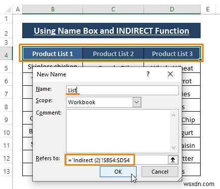 Cách tạo danh sách thả xuống phụ thuộc với dấu cách trong Excel