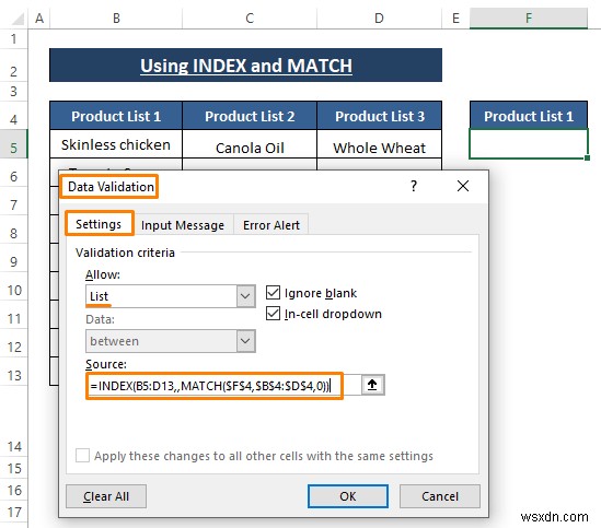 Cách tạo danh sách thả xuống phụ thuộc với dấu cách trong Excel