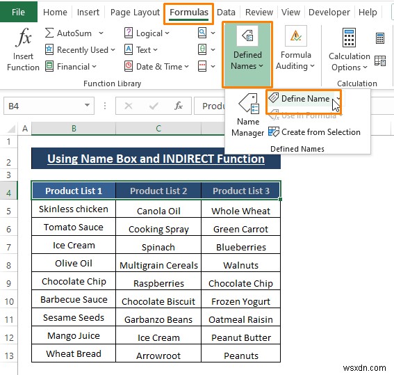 Cách tạo danh sách thả xuống phụ thuộc với dấu cách trong Excel