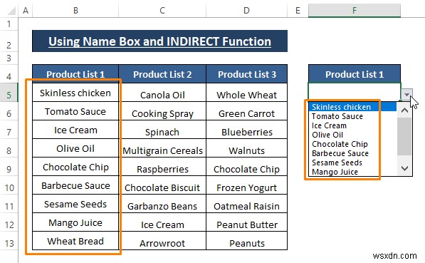 Cách tạo danh sách thả xuống phụ thuộc với dấu cách trong Excel