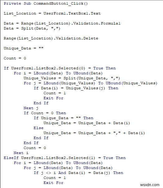 Giá trị duy nhất trong danh sách thả xuống với VBA trong Excel (Hướng dẫn đầy đủ)