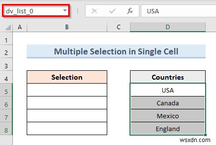 Tạo danh sách thả xuống xác thực dữ liệu với nhiều lựa chọn trong Excel