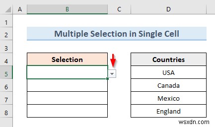 Tạo danh sách thả xuống xác thực dữ liệu với nhiều lựa chọn trong Excel