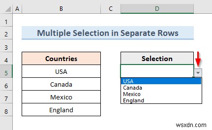 Tạo danh sách thả xuống xác thực dữ liệu với nhiều lựa chọn trong Excel