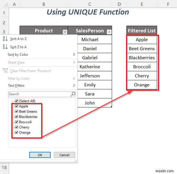 Cách sao chép danh sách thả xuống của bộ lọc trong Excel (5 cách)