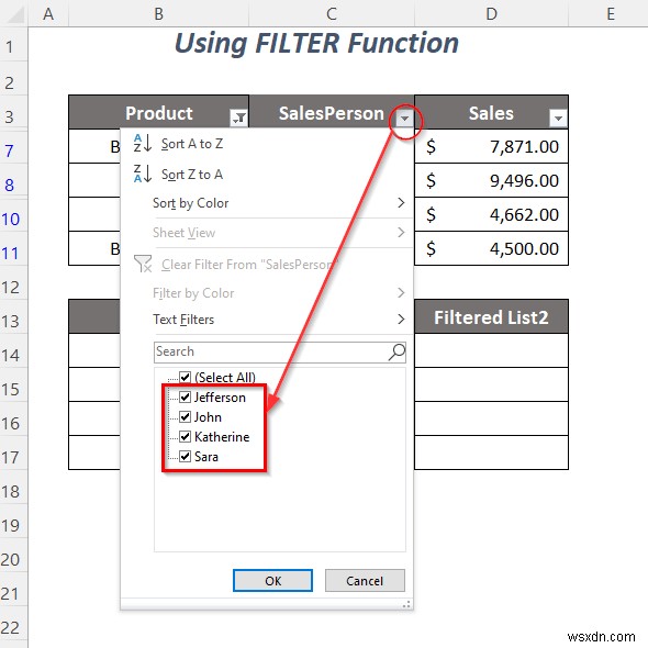 Cách sao chép danh sách thả xuống của bộ lọc trong Excel (5 cách)