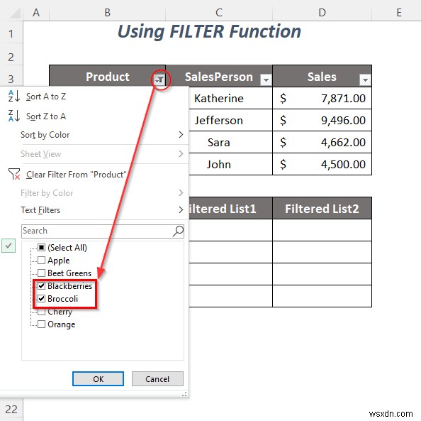 Cách sao chép danh sách thả xuống của bộ lọc trong Excel (5 cách)
