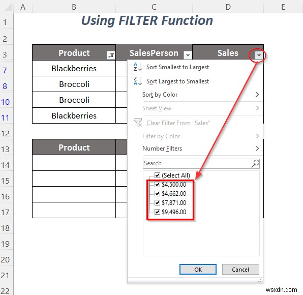 Cách sao chép danh sách thả xuống của bộ lọc trong Excel (5 cách)