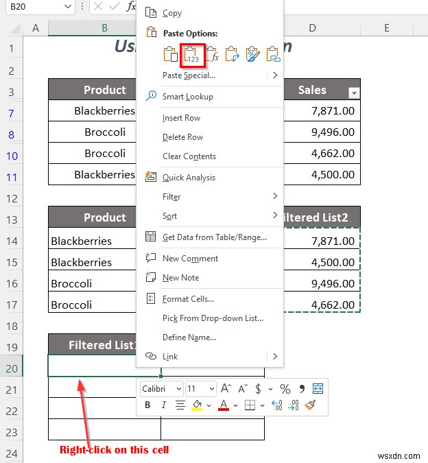 Cách sao chép danh sách thả xuống của bộ lọc trong Excel (5 cách)