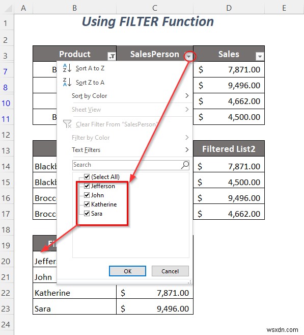 Cách sao chép danh sách thả xuống của bộ lọc trong Excel (5 cách)