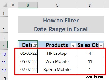 Cách lọc phạm vi ngày trong Excel (5 phương pháp dễ dàng)