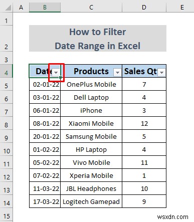 Cách lọc phạm vi ngày trong Excel (5 phương pháp dễ dàng)
