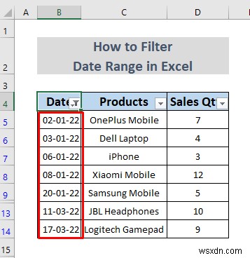 Cách lọc phạm vi ngày trong Excel (5 phương pháp dễ dàng)