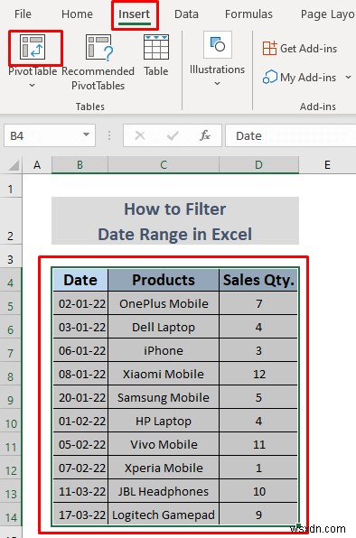 Cách lọc phạm vi ngày trong Excel (5 phương pháp dễ dàng)