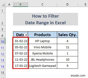 Cách lọc phạm vi ngày trong Excel (5 phương pháp dễ dàng)