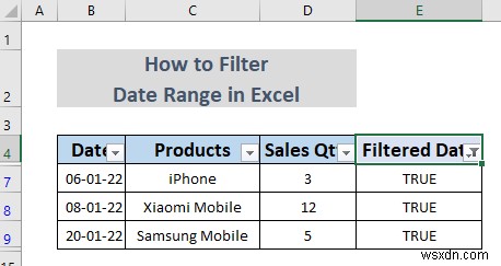 Cách lọc phạm vi ngày trong Excel (5 phương pháp dễ dàng)