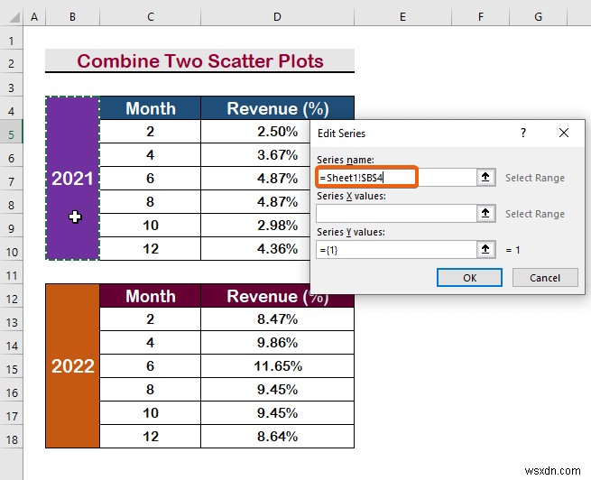 Cách kết hợp hai vùng phân tán trong Excel (Phân tích từng bước)