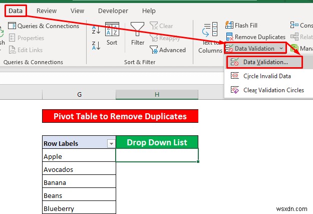 Cách xóa bản sao khỏi danh sách thả xuống trong Excel (4 phương pháp)