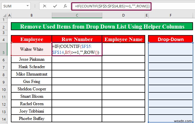 Cách xóa các mục đã sử dụng khỏi danh sách thả xuống trong Excel (2 phương pháp)