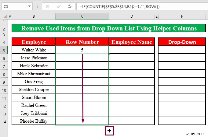 Cách xóa các mục đã sử dụng khỏi danh sách thả xuống trong Excel (2 phương pháp)