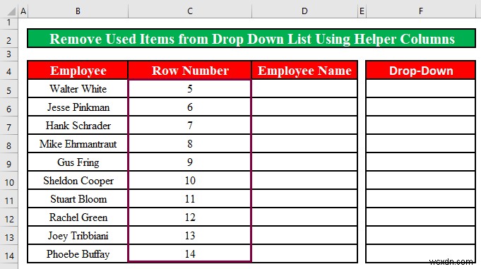 Cách xóa các mục đã sử dụng khỏi danh sách thả xuống trong Excel (2 phương pháp)