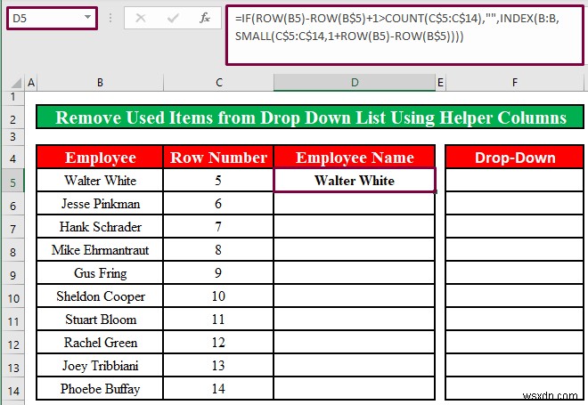 Cách xóa các mục đã sử dụng khỏi danh sách thả xuống trong Excel (2 phương pháp)