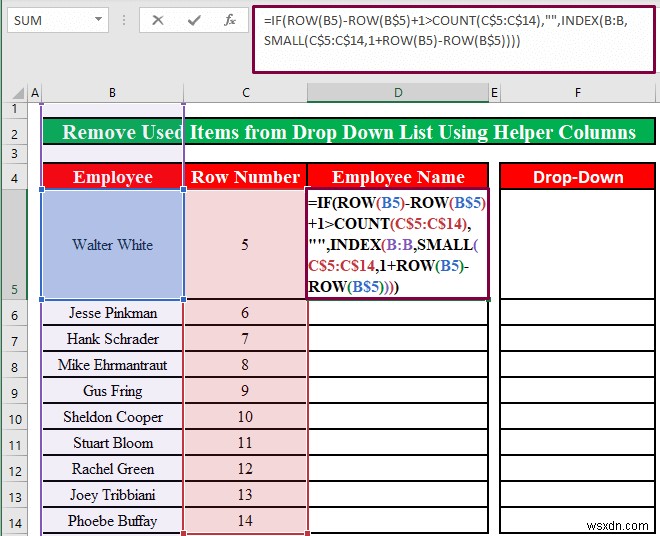 Cách xóa các mục đã sử dụng khỏi danh sách thả xuống trong Excel (2 phương pháp)