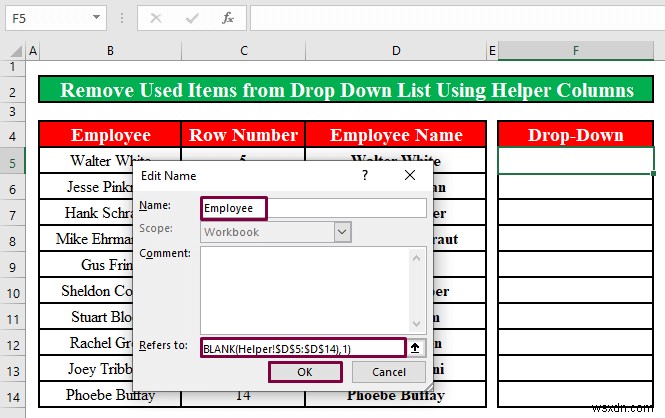 Cách xóa các mục đã sử dụng khỏi danh sách thả xuống trong Excel (2 phương pháp)