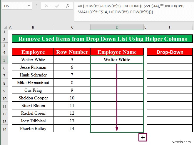 Cách xóa các mục đã sử dụng khỏi danh sách thả xuống trong Excel (2 phương pháp)