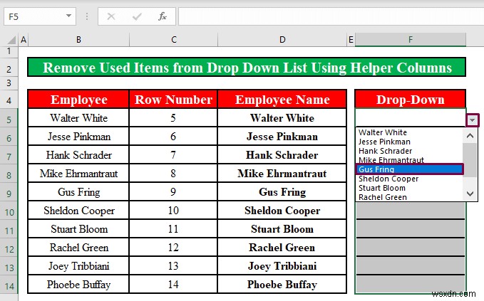 Cách xóa các mục đã sử dụng khỏi danh sách thả xuống trong Excel (2 phương pháp)