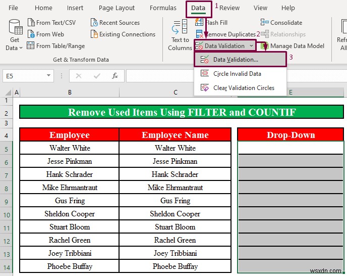 Cách xóa các mục đã sử dụng khỏi danh sách thả xuống trong Excel (2 phương pháp)