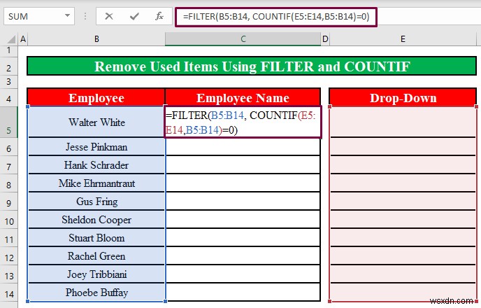 Cách xóa các mục đã sử dụng khỏi danh sách thả xuống trong Excel (2 phương pháp)