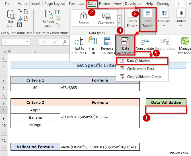 Cách áp dụng nhiều xác thực dữ liệu trong một ô trong Excel (3 Ví dụ)